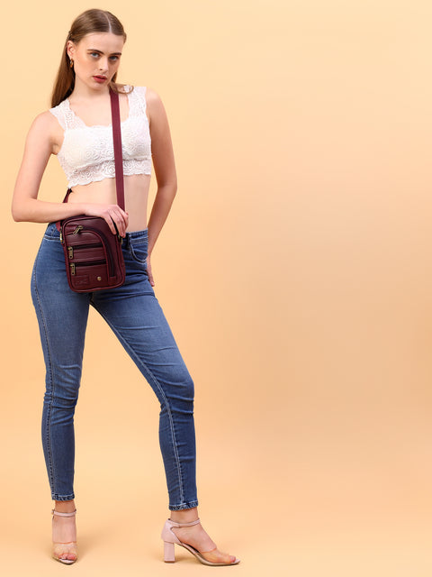 Fine Wine 7 zip Crossbody sling bag for women