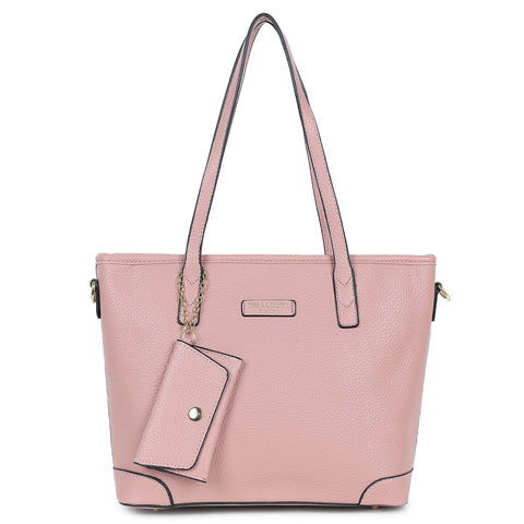 Pretty peach ivory tote bag with teddy and coin pouch.
