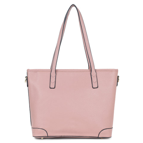 Pretty peach ivory tote bag with teddy and coin pouch.