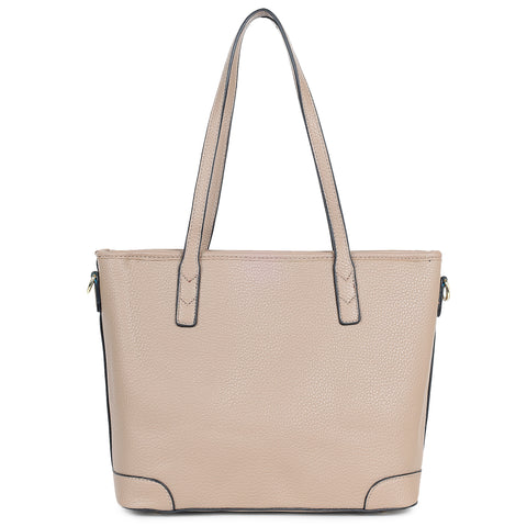 Royal beige ivory tote bag with teddy and coin pouch.
