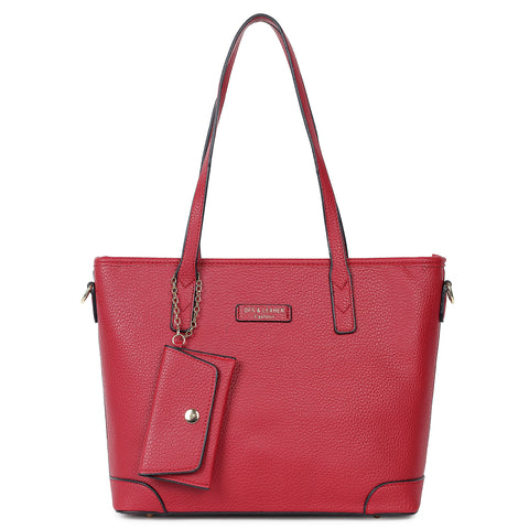 cherry ivory tote bag with teddy and coin pouch