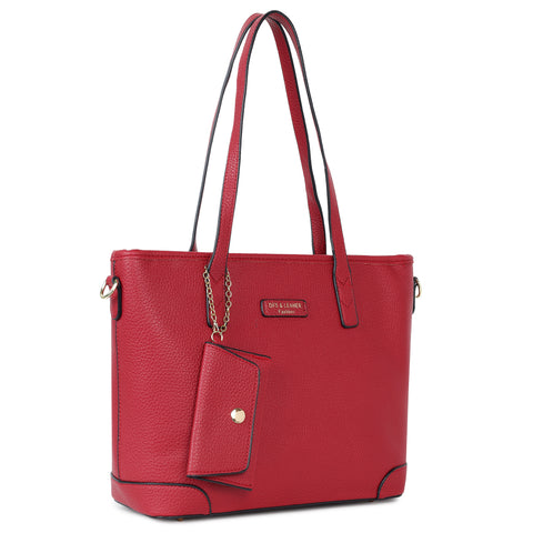 cherry ivory tote bag with teddy and coin pouch