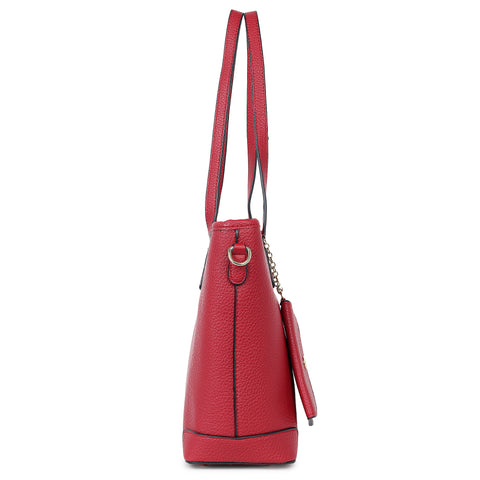 cherry ivory tote bag with teddy and coin pouch