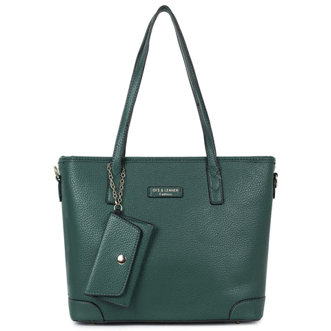 Imperial green ivory tote bag with teddy and coin pouch.