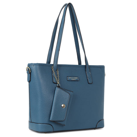 Royal blue ivory tote bag with teddy and coin pouch.