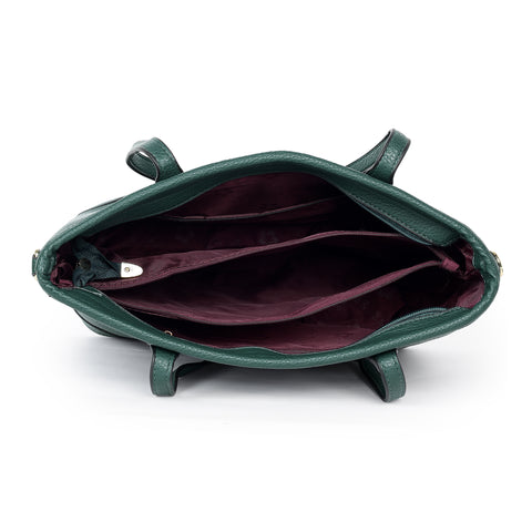 Imperial green ivory tote bag with teddy and coin pouch.