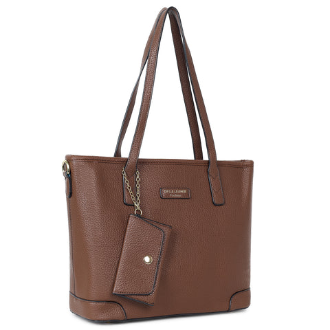 Mocha brown ivory tote bag with teddy and coin pouch.
