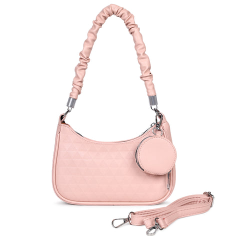 Elegant Mia baguette sling crossbody bag with coin pouch.