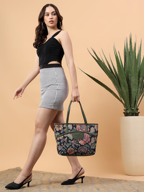 Kamaya Floral Green Everyday Tote Bag.