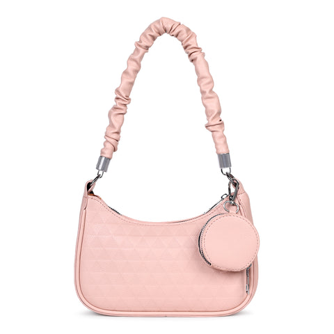 Elegant Mia baguette sling crossbody bag with coin pouch.
