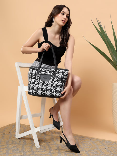 Kamaya Black Urban Monochrome Everyday Tote Bag.