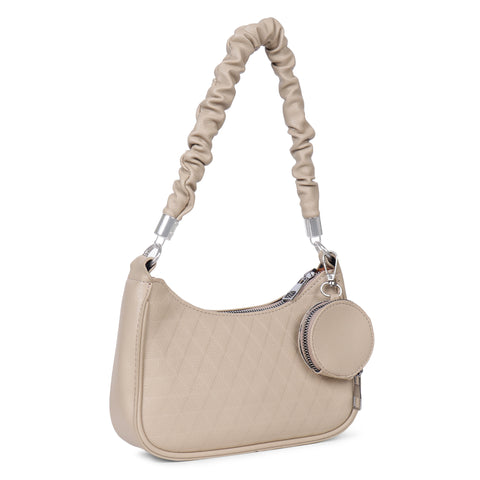 Elegant Mia baguette sling crossbody bag with coin pouch.