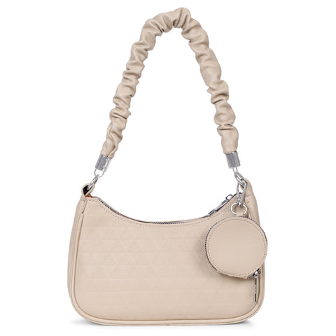 Elegant Mia baguette sling crossbody bag with coin pouch.