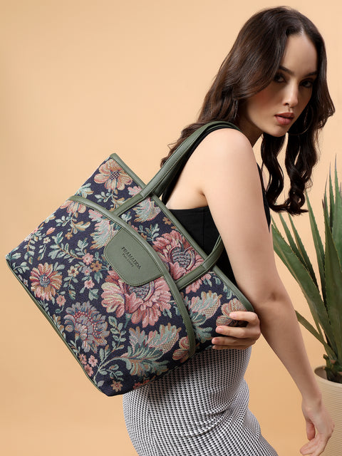Kamaya Floral Green Everyday Tote Bag.