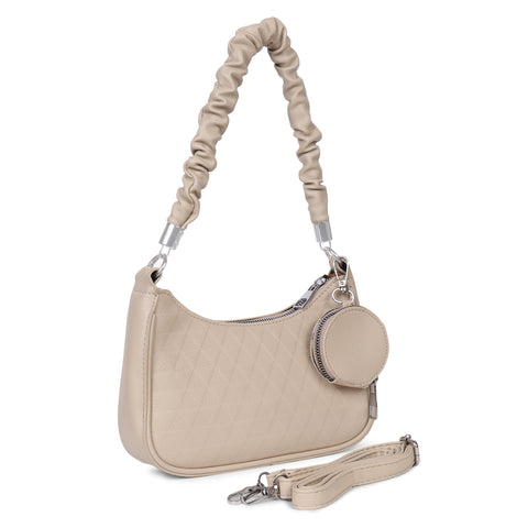Elegant Mia baguette sling crossbody bag with coin pouch.