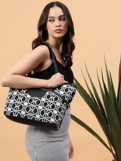 Kamaya Black Urban Monochrome Everyday Tote Bag.