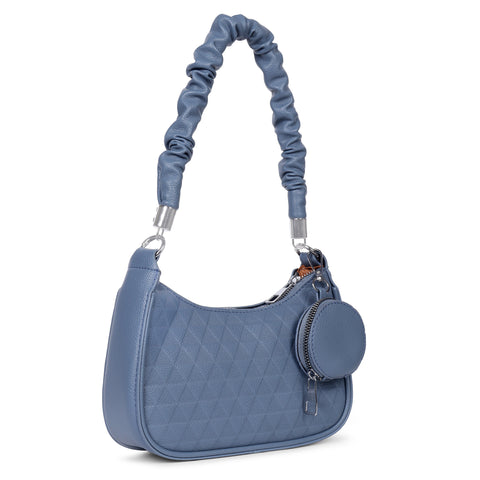 Elegant Mia baguette sling crossbody bag with coin pouch.