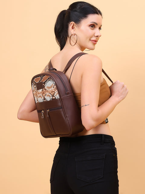 Oliviya Snake Print 12 Inch Mini Daypack Backpack for women ( Fine Wine )