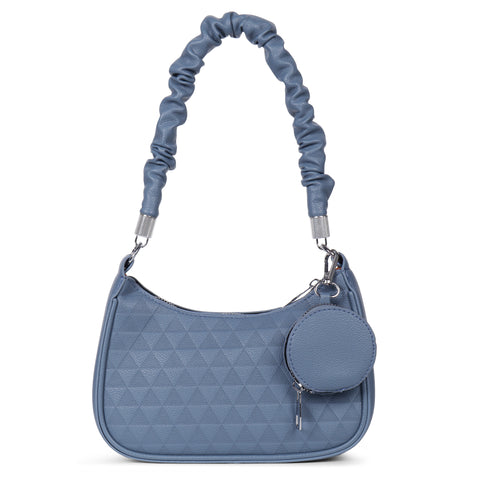 Elegant Mia baguette sling crossbody bag with coin pouch.