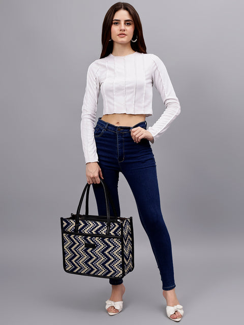 Myra Wavy Black Multicolor Women Tote Bag