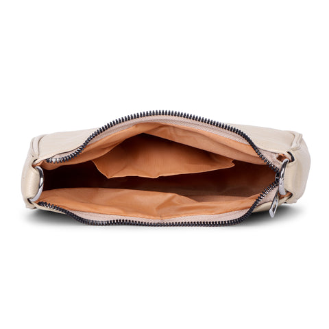 Elegant Mia baguette sling crossbody bag with coin pouch.