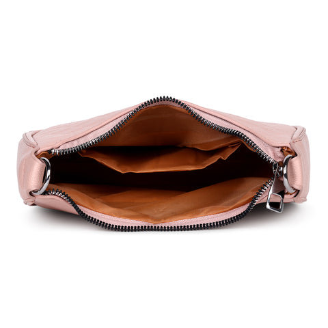 Elegant Mia baguette sling crossbody bag with coin pouch.