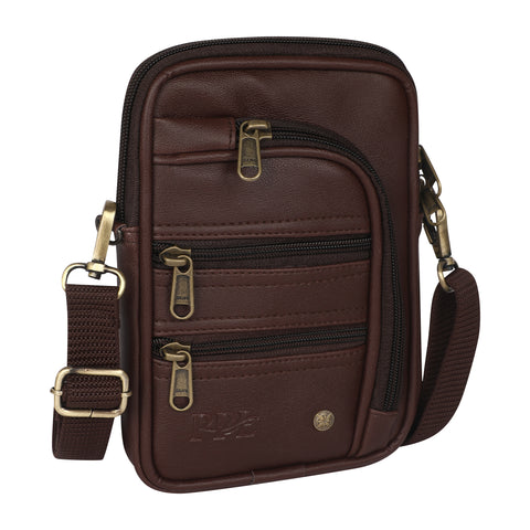 Mocha Brown 7 Zip Sling Bag For women