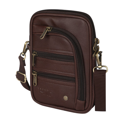 Mocha Brown 7 Zip Sling Bag For women