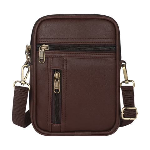 Mocha Brown 7 Zip Sling Bag For women