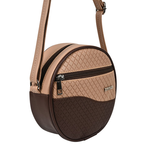 Luna Coffee Walnut Beige Round Sling bag