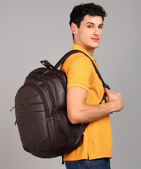 Stylish Choco Brown leather 15.6 Inch Backpack For Men & Women For School, College, Office Travel Bag.
