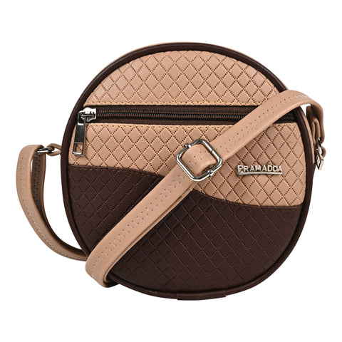 Luna Coffee Walnut Beige Round Sling bag