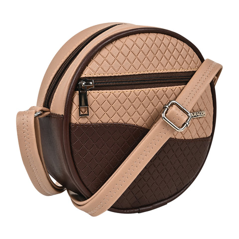 Luna Coffee Walnut Beige Round Sling bag