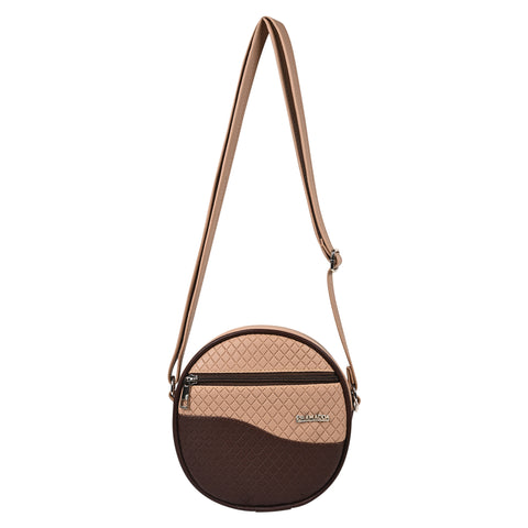 Luna Coffee Walnut Beige Round Sling bag