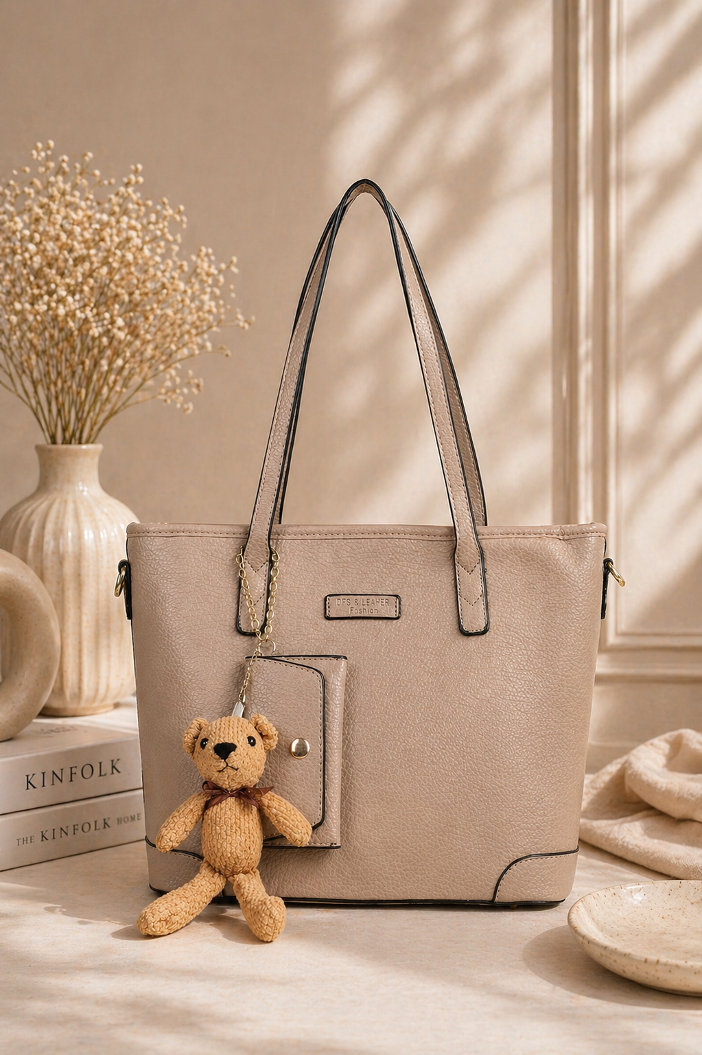 Beige Ivory Korean Tote Bag