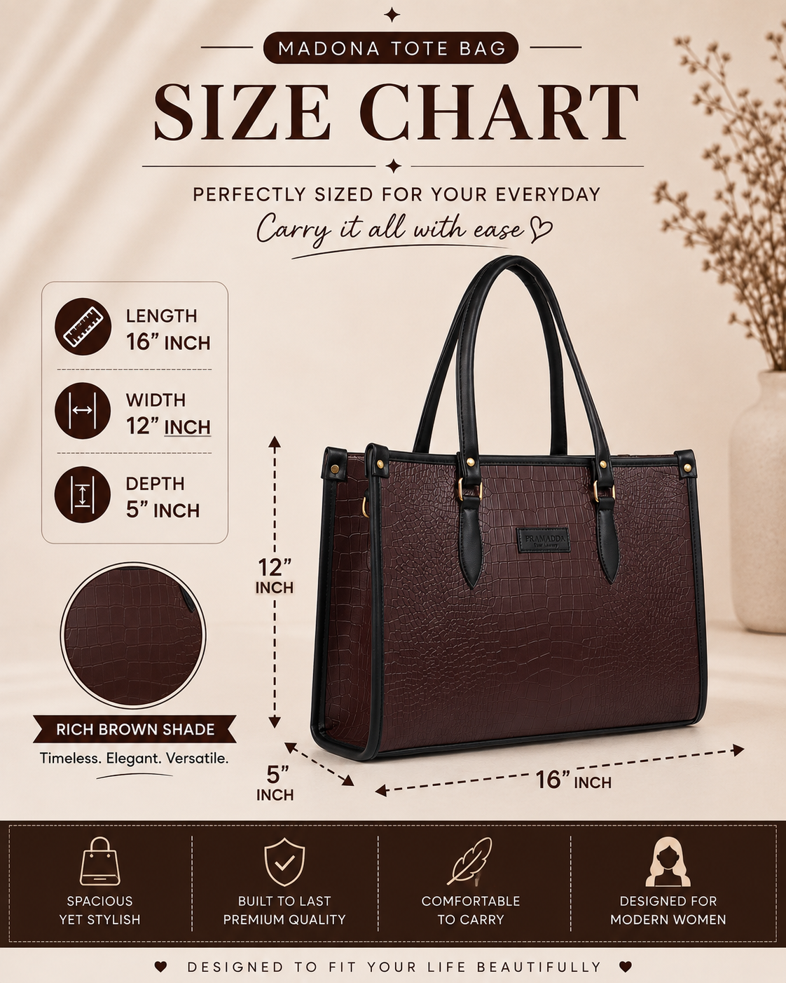 Brown Bianca Tote Bag + Black Twin Mobile Sling Bag