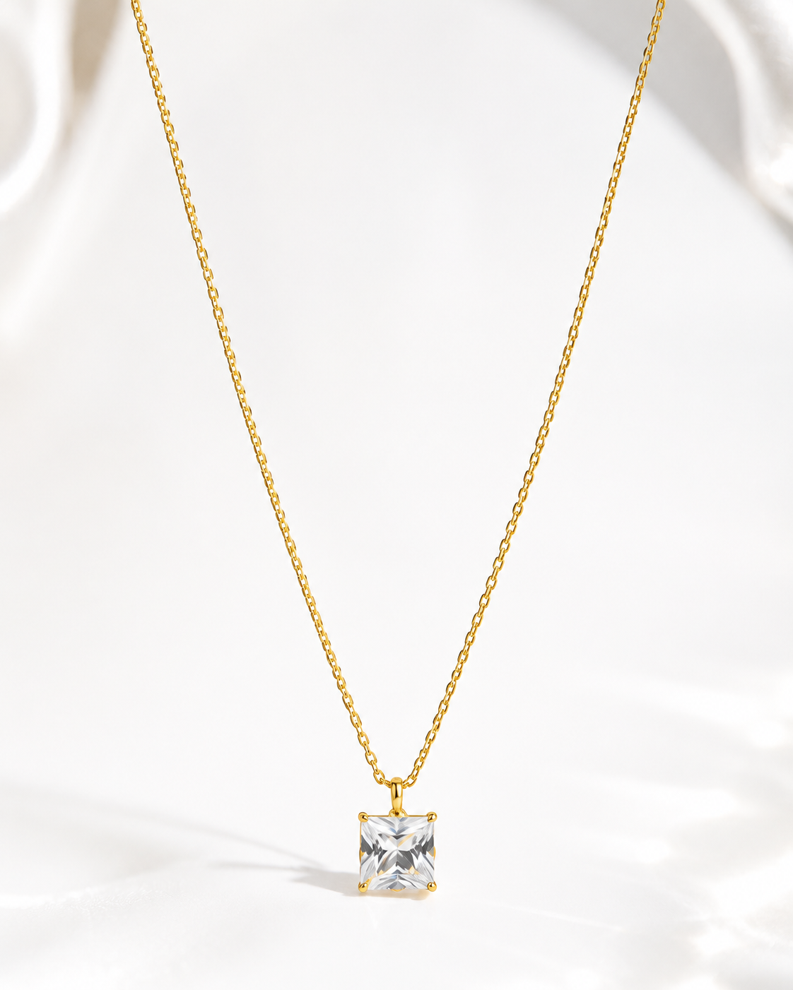 Korean Solitaire American Diamond Pendant Necklace