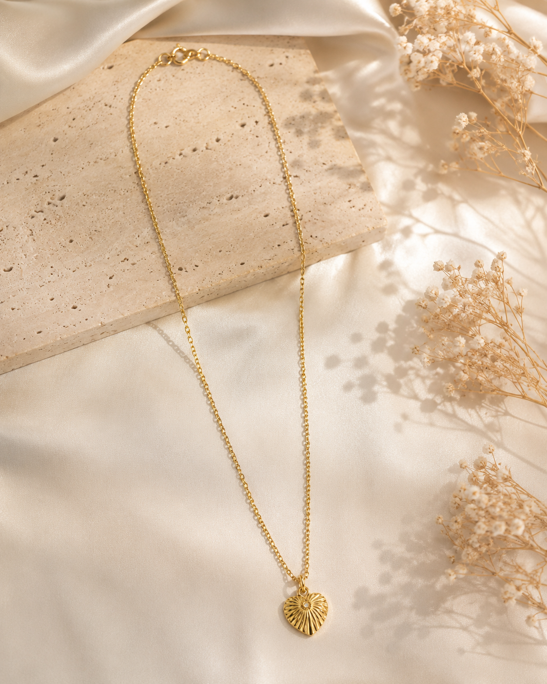 Korean Gold Sea Shell Heart Pendant Necklace