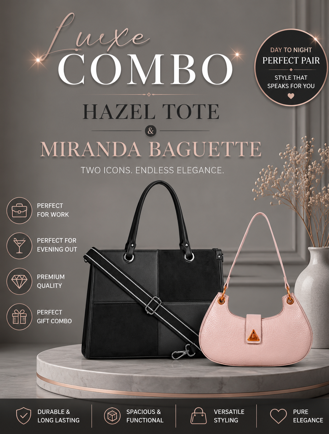 ✨ Luxe Duo Combo – Hazel Tote & Miranda Shoulder Bag