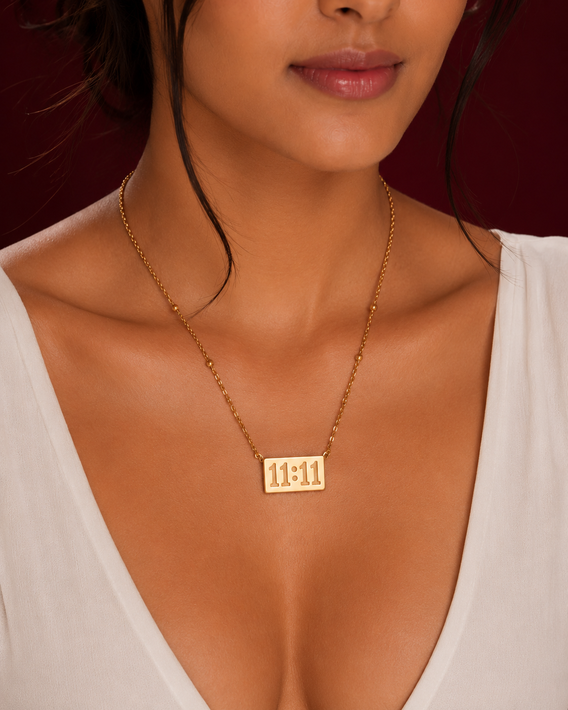 Korean Gold Plated 11:11 Pendant Necklace