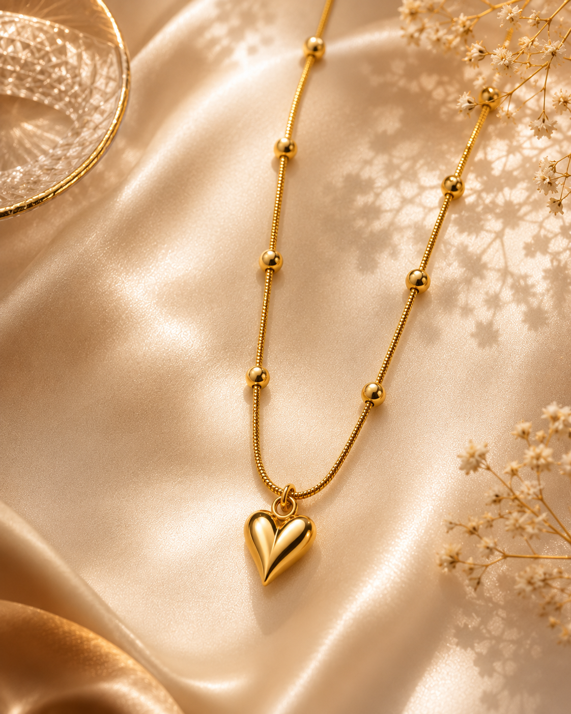 Korean Gold Plated Heart Pendant Necklace for Women
