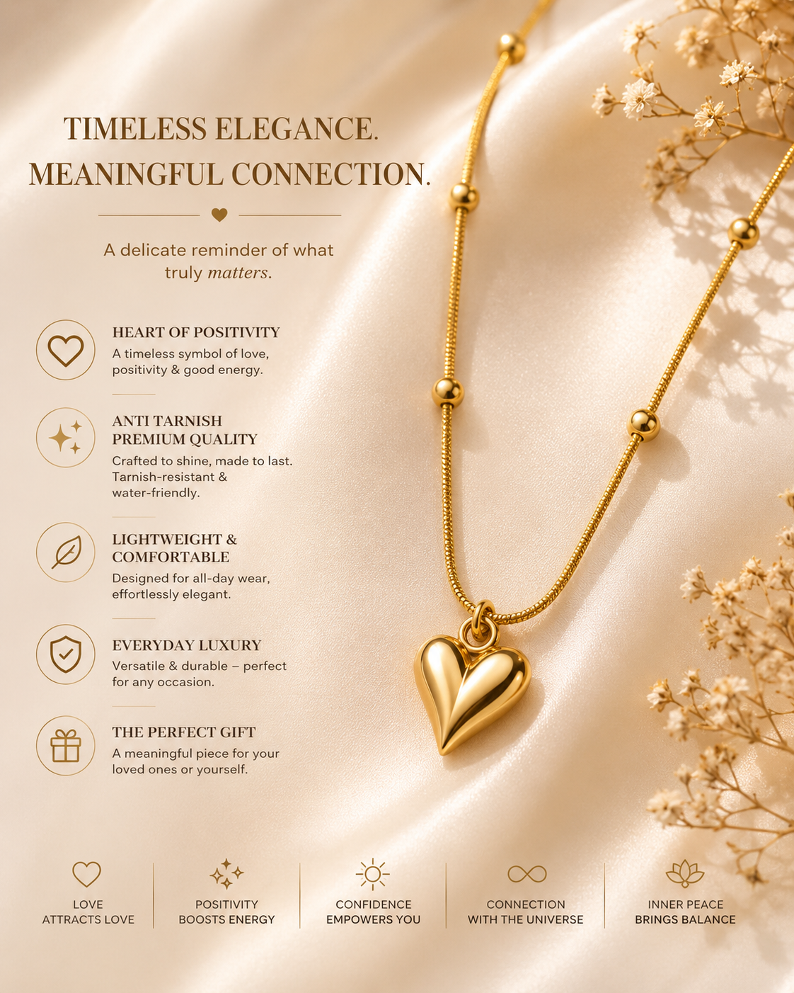 Korean Gold Plated Heart Pendant Necklace for Women