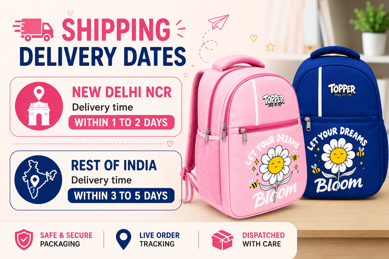 Hot Pink Adorable Elephant School Bag