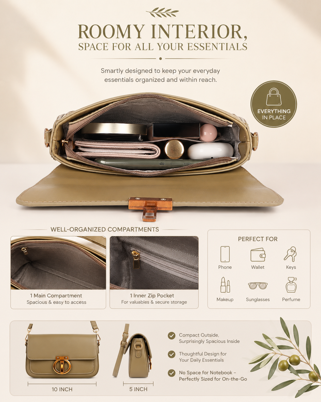 Olive Green Cally Shoulder Bag