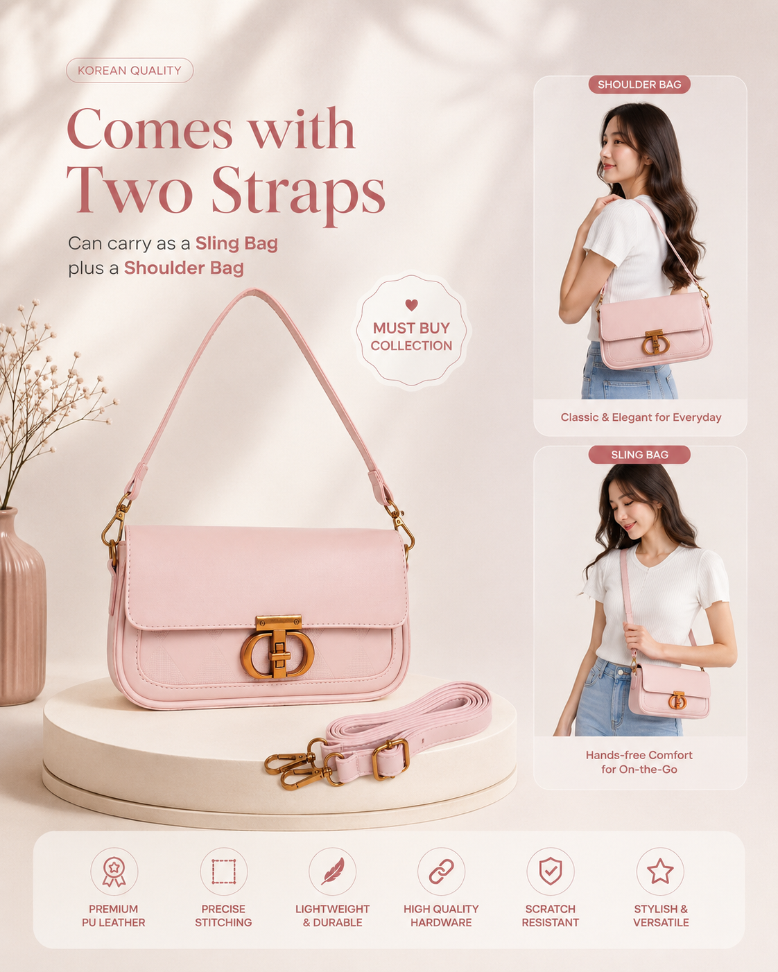 Pretty Pink Cally Shoulder Bag