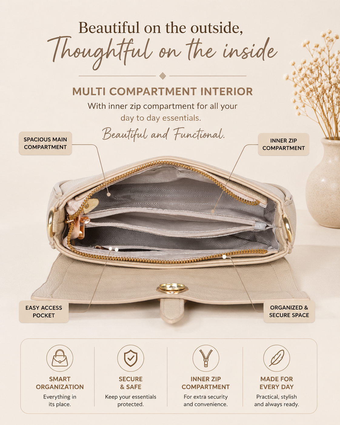 Classic Beige Pamela Sling/Shoulder bag