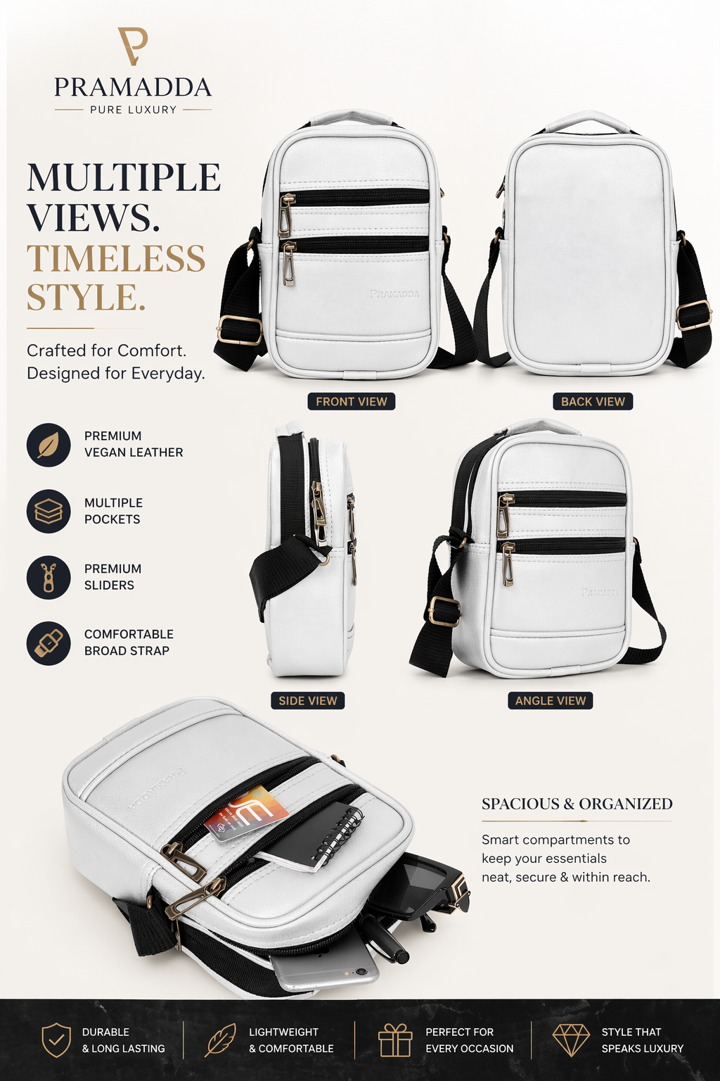 Double Zip Sling bag for men
