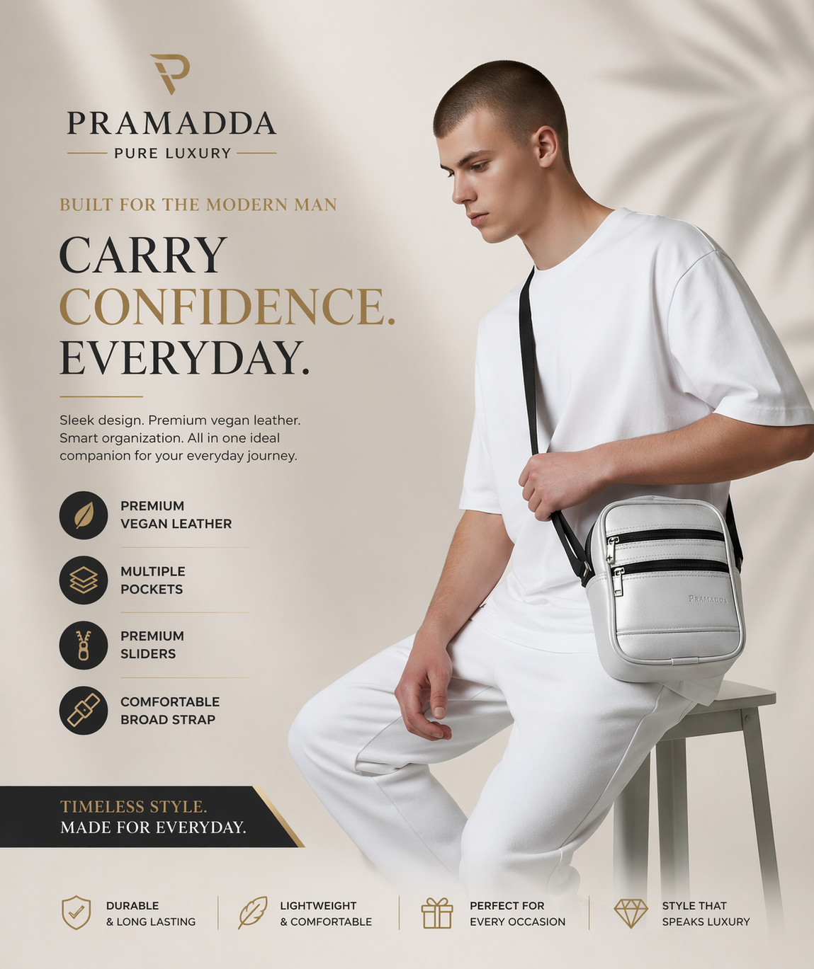Double Zip Sling bag for men