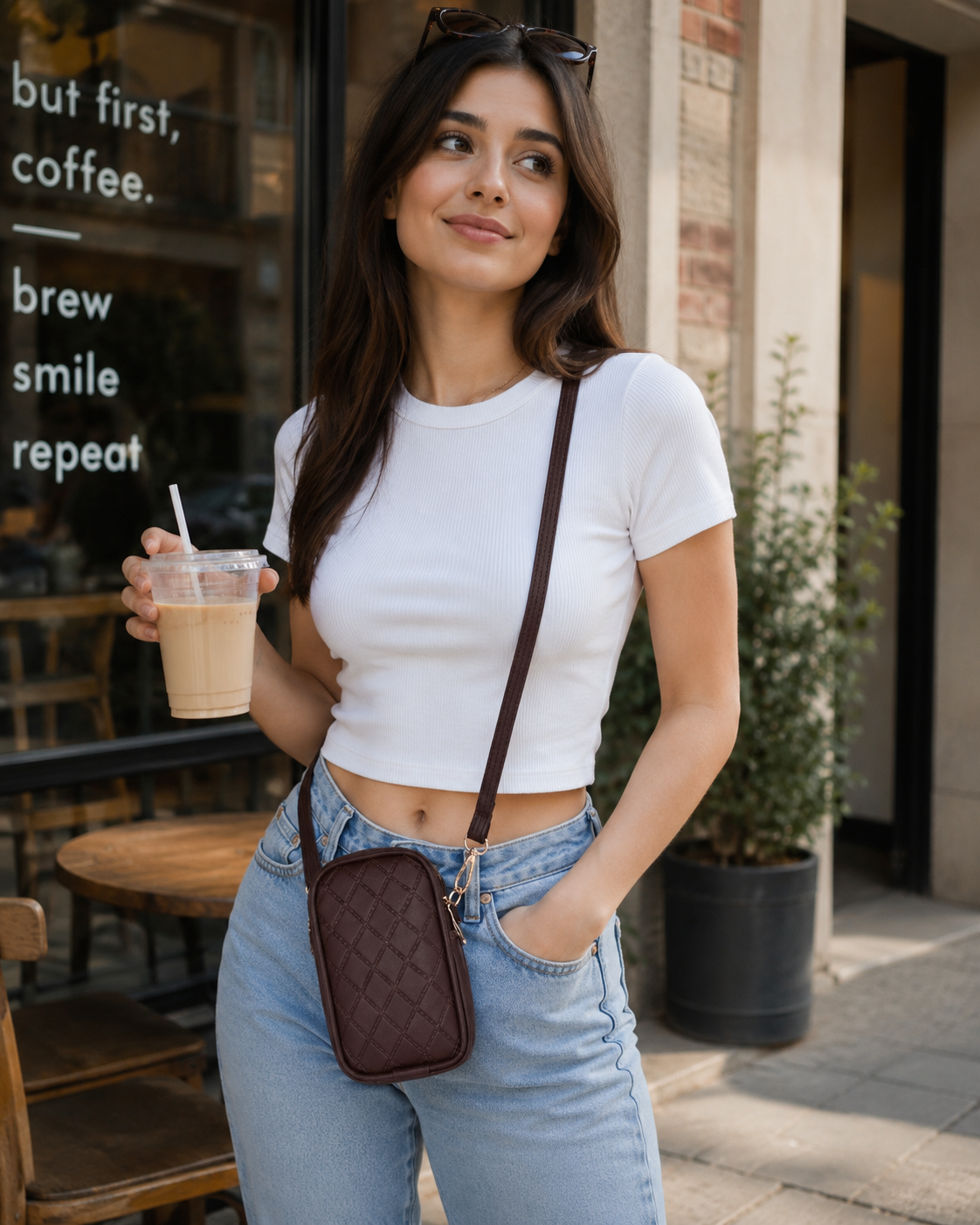 Beige Bianca Tote Bag + Brown Twin Mobile Sling