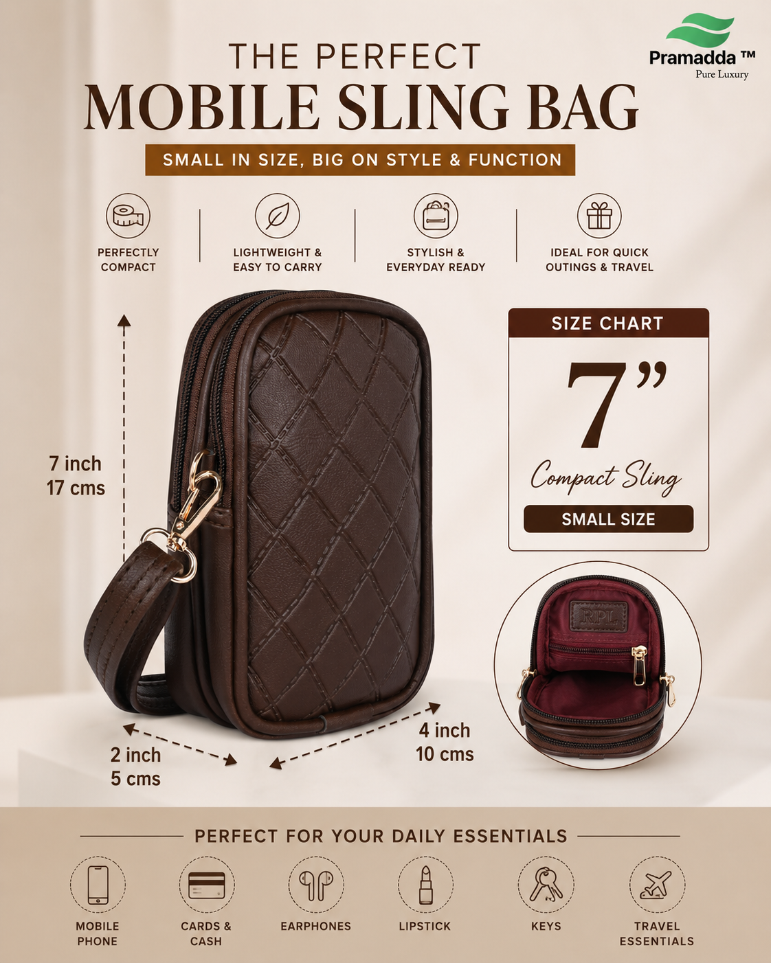 Beige Bianca Tote Bag + Brown Twin Mobile Sling